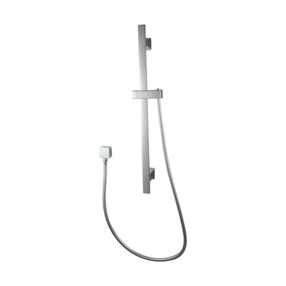 Square Chrome Wall Mounted Sliding Rail with Water Hose & Wall Connector Only(PVC Hose)