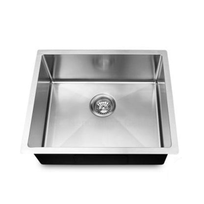 Round Corner Chrome Stainless Steel Handmade Single Bowl Kitchen Sink 440*440*205mm