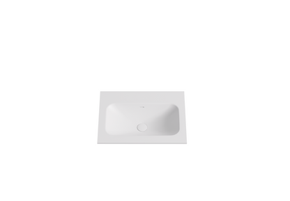 600mmx460mm Solid Surface Moulded Top - Matte White - No Tap Hole