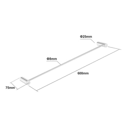 600mm Chrome Pin Single Towel Rail | CH6201.TR