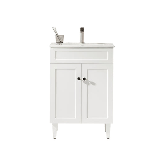600mm Harrington Floor Vanity PVC Cabinet Only - Matte White