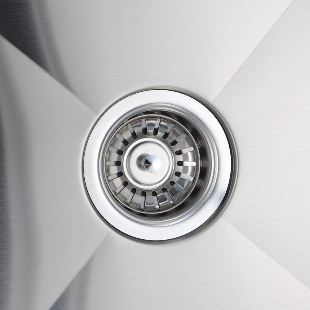 Round Corner Chrome Stainless Steel Handmade 1 and 1/2 Bowl Kitchen Sink 710*450*205mm