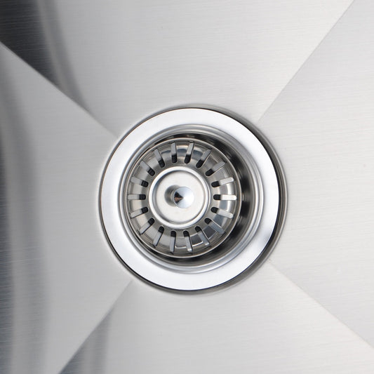 Round Corner Chrome Stainless Steel Handmade 1 and 1/2 Bowl Kitchen Sink 710*450*205mm