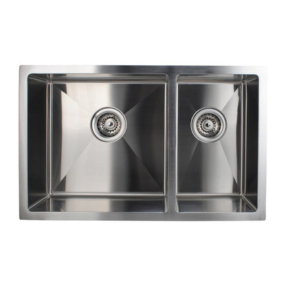 Round Corner Chrome Stainless Steel Handmade 1 and 1/2 Bowl Kitchen Sink 710*450*205mm