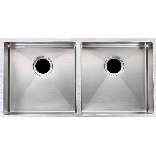Round Corner Chrome Stainless Steel Handmade Double Bowl Kitchen Sink 865*440*200mm