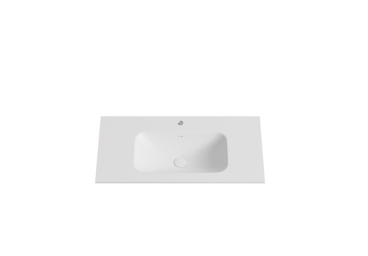900mmx460mm Solid Surface Moulded Top - Matte White - No Tap Hole