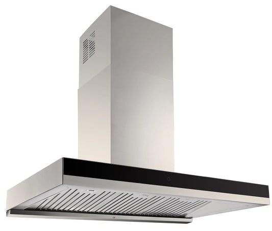 900mm Black Glass Fascia Canopy - Baffle Filters, 1000m³/hr, LED bar