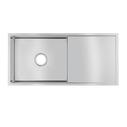 (C-960)Round Corner Chrome Stainless Steel Handmade Single Bowl with Drain Board Kitchen Sink 960*450*230mm