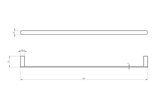 Circle 800mm Single Towel Rail - Aged Bronze