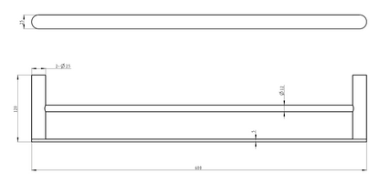 Circle 600mm Double Towel Rail - Gunmetal
