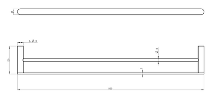 Circle 800mm Double Towel Rail - Gunmetal