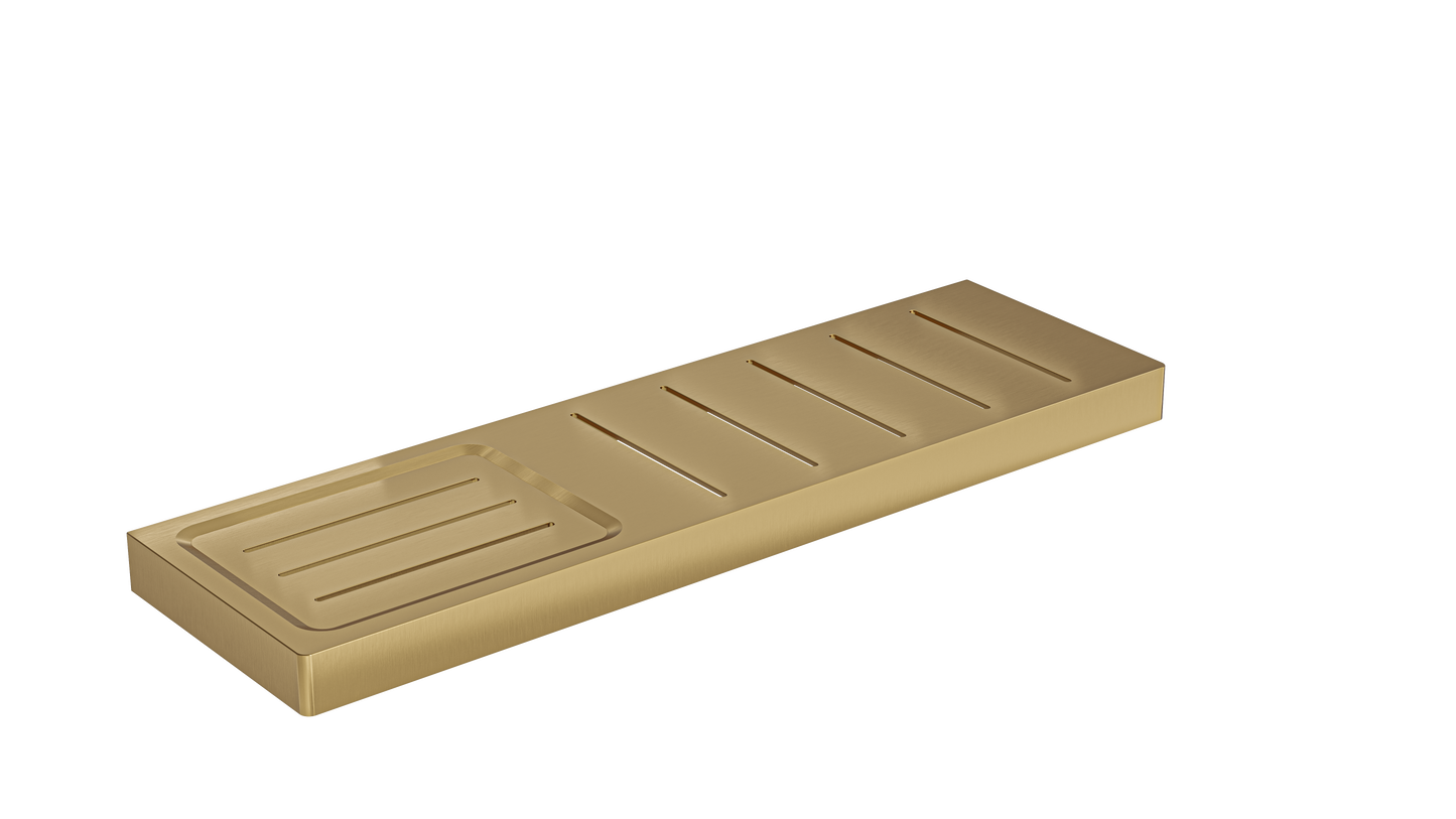 Circle Metal Shelf with Soap Dish - Brushed Brass