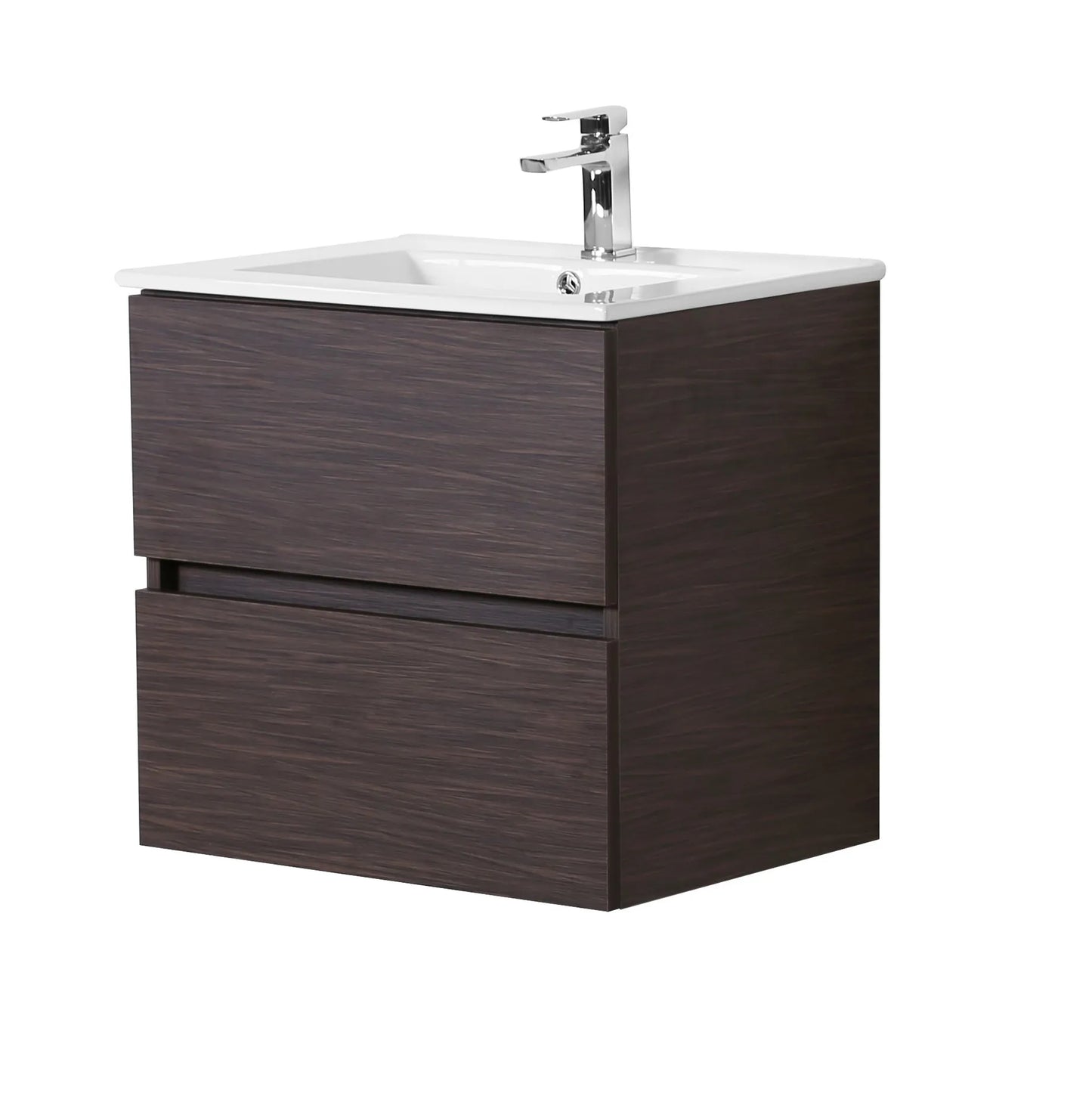 600mm Oak Wall Hung Vanity PVC - Cabinet Only - Oak