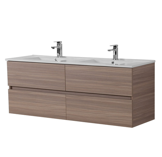 1500mm Oak Wall Hung Vanity PVC Single/Double Bowl - Cabinet Only - Oak