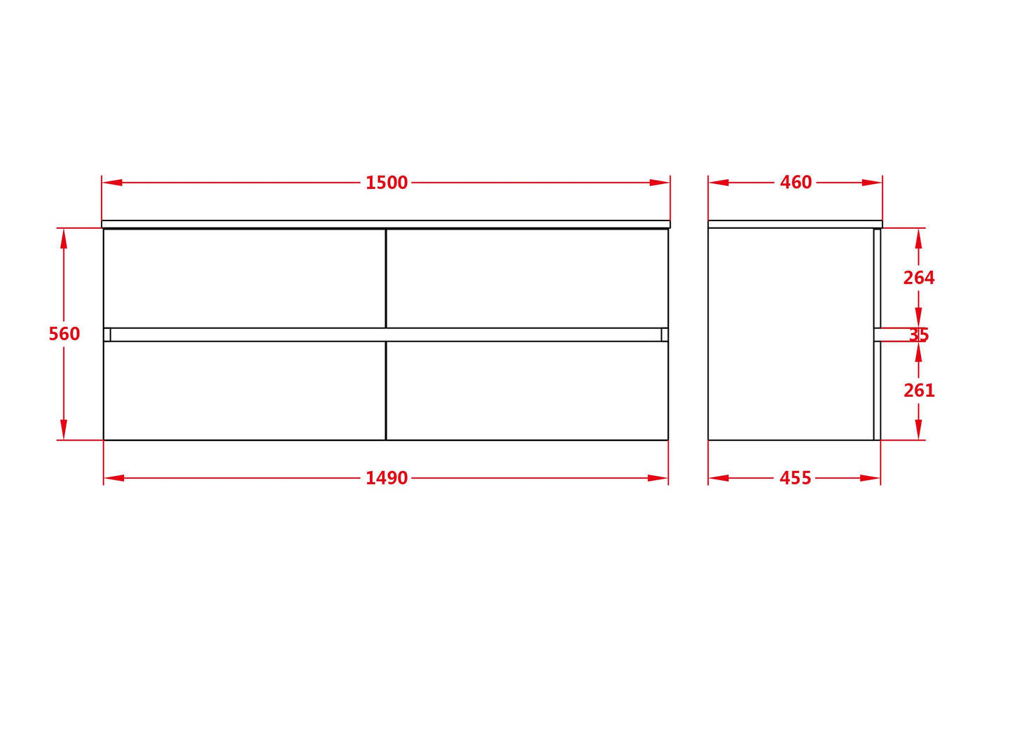 1500mm Oak Wall Hung Vanity PVC Single/Double Bowl - Cabinet Only - Oak