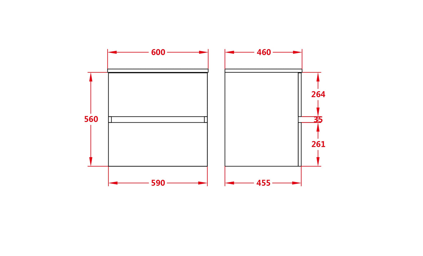 600mm Oak Wall Hung Vanity PVC - Cabinet Only - Oak