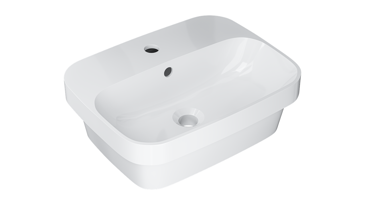 Clay 450mm Rectangular Semi Inset Basin - Gloss White