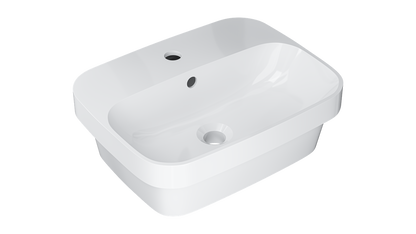 Clay 450mm Rectangular Semi Inset Basin - Gloss White