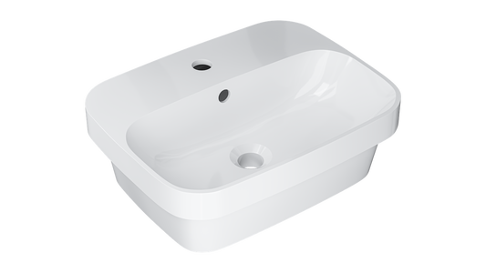 Clay 450mm Rectangular Semi Inset Basin - Gloss White