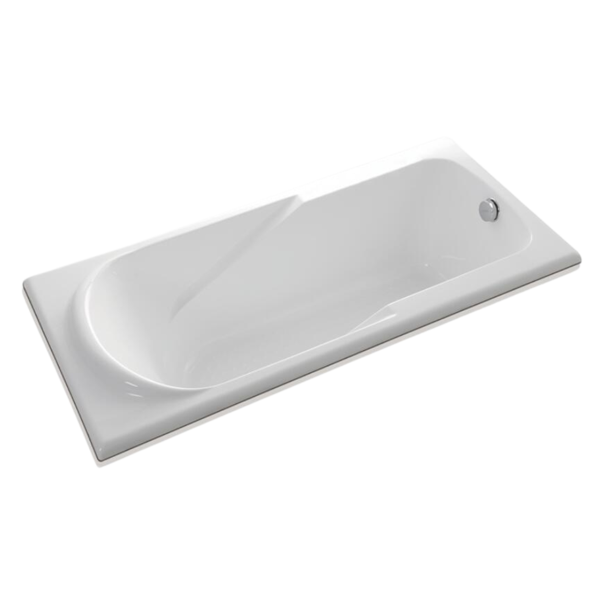 Clay 1600mm Drop In Bath with Overflow - Gloss White