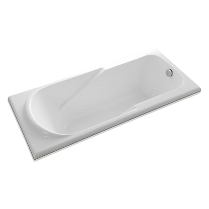Clay 1600mm Drop In Bath with Overflow - Gloss White