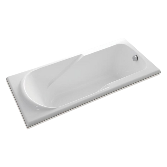 Clay 1600mm Drop In Bath with Overflow - Gloss White