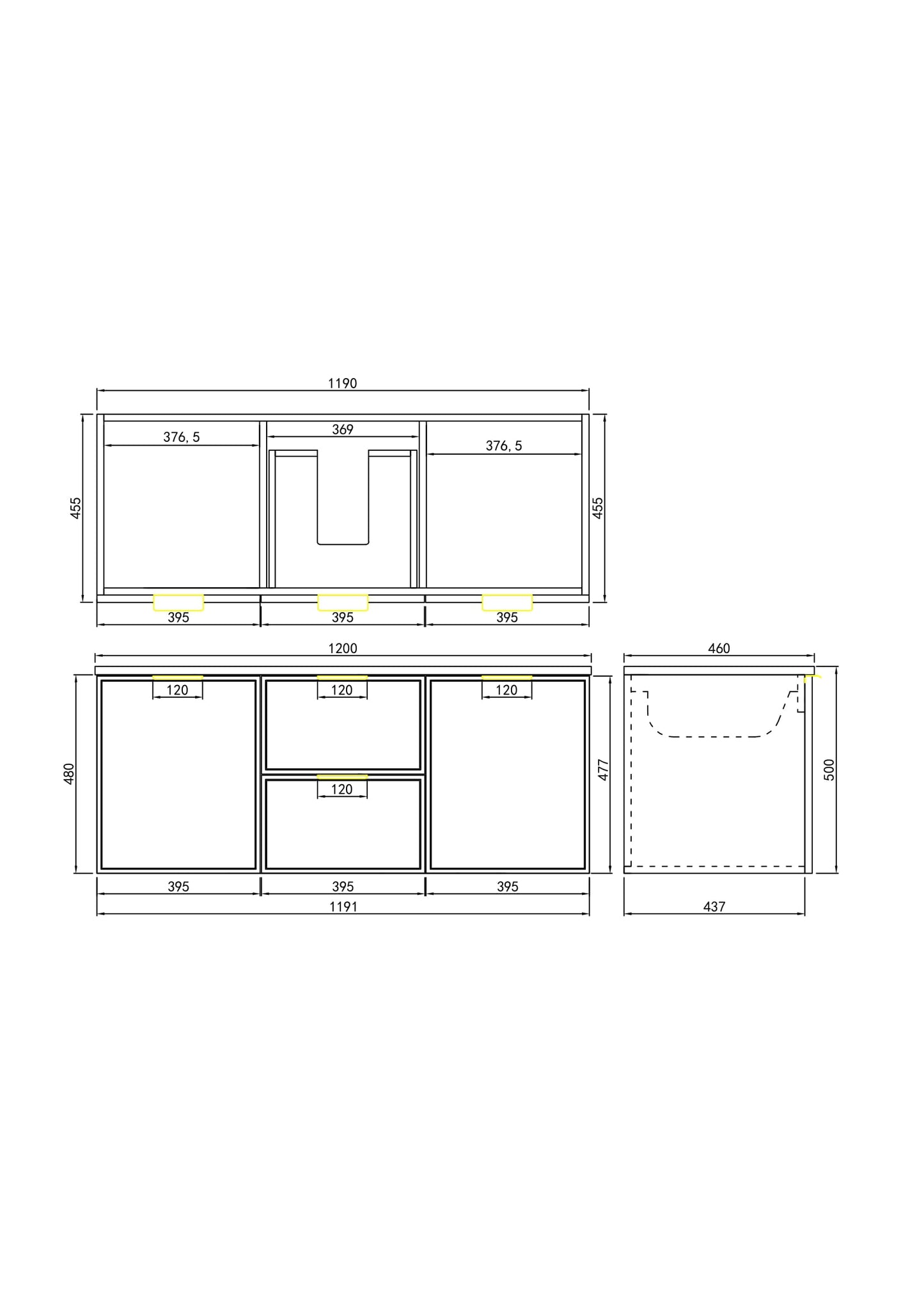 1200mm Miami Wall Hung Vanity PVC Cabinet Only - Single/Double Bowl - Matte White