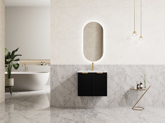 600mm Miami Wall Hung Vanity PVC Cabinet Only - Matte Black
