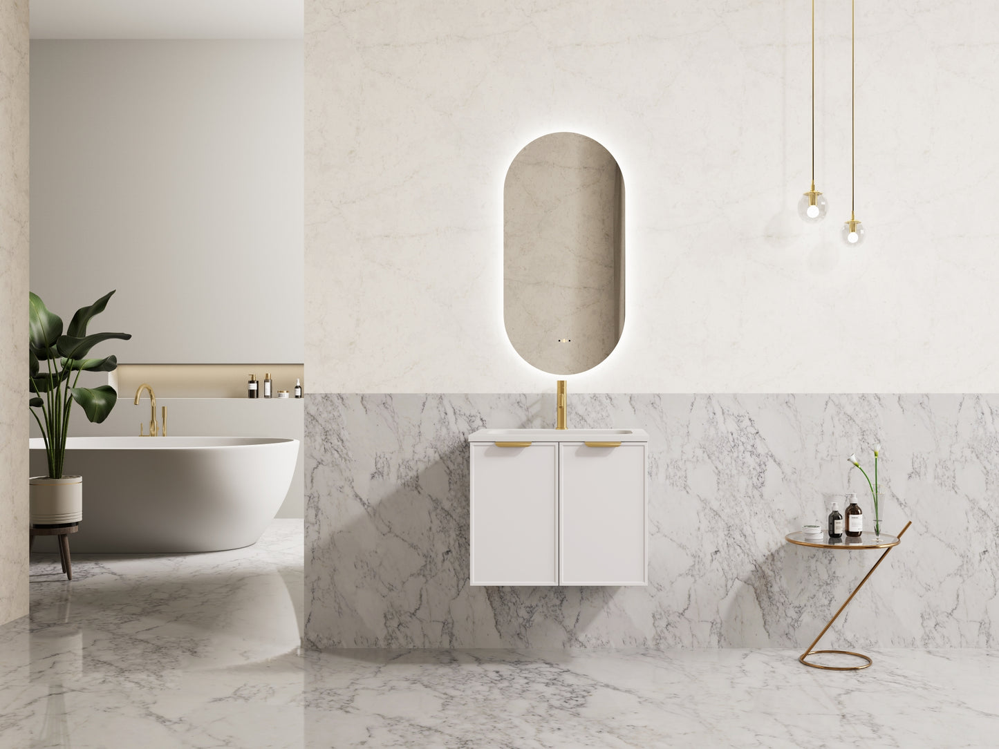 600mm Miami Wall Hung Vanity PVC Cabinet Only - Matte White