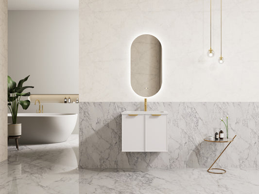 600mm Miami Wall Hung Vanity PVC Cabinet Only - Matte White