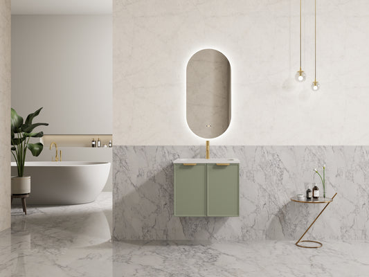 600mm Miami Wall Hung Vanity PVC Cabinet Only - Olive Green
