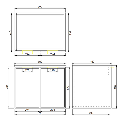 600mm Miami Wall Hung Vanity PVC Cabinet Only - Matte White