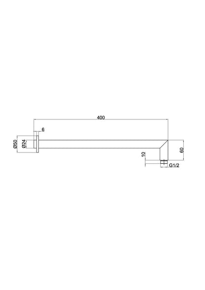 Corsica 400mm Round Wall Shower Arm - Chrome