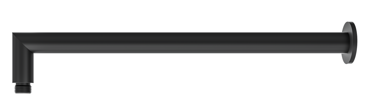 Corsica 400mm Round Wall Shower Arm - Matte Black