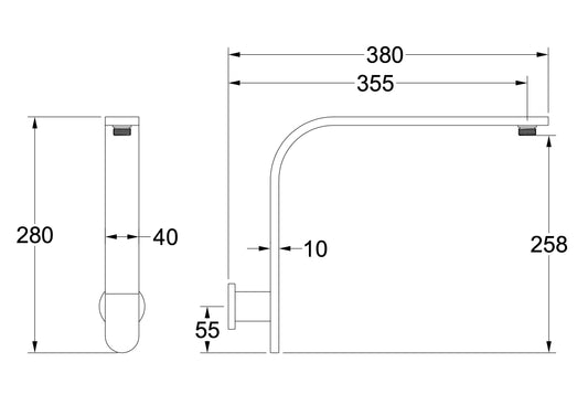 Corsica Flat Upswept Wall Shower Arm - Brushed Brass