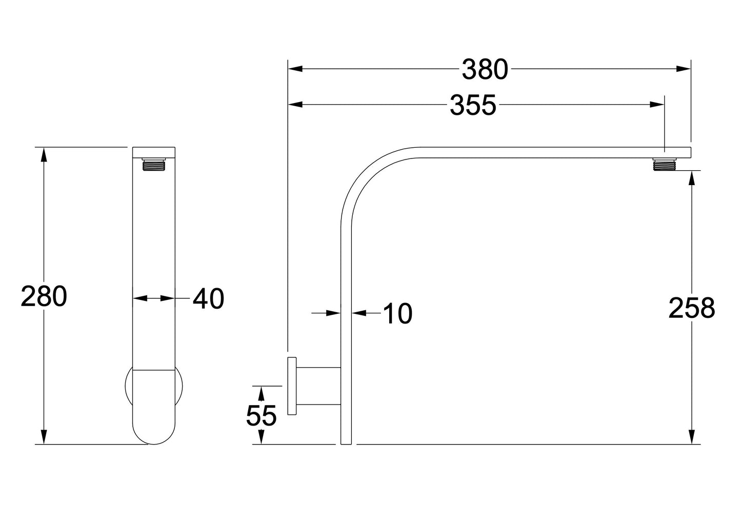 Corsica Flat Upswept Wall Shower Arm - Brushed Nickel