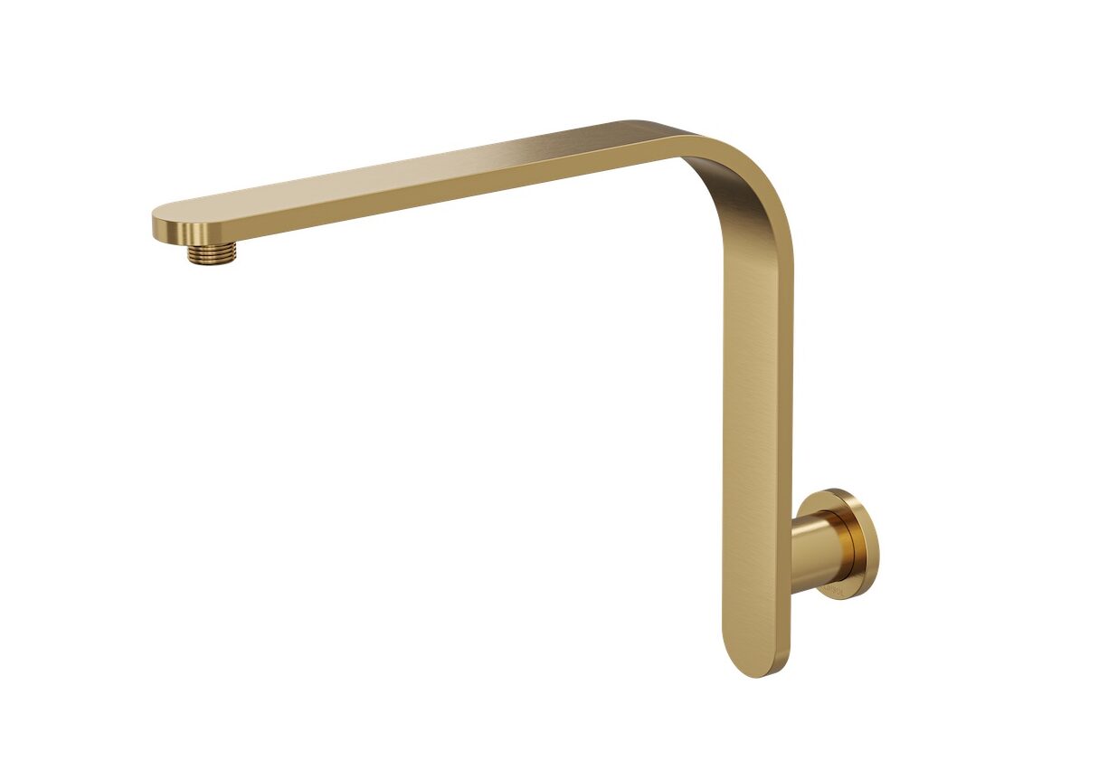 Corsica Flat Upswept Wall Shower Arm - Brushed Brass