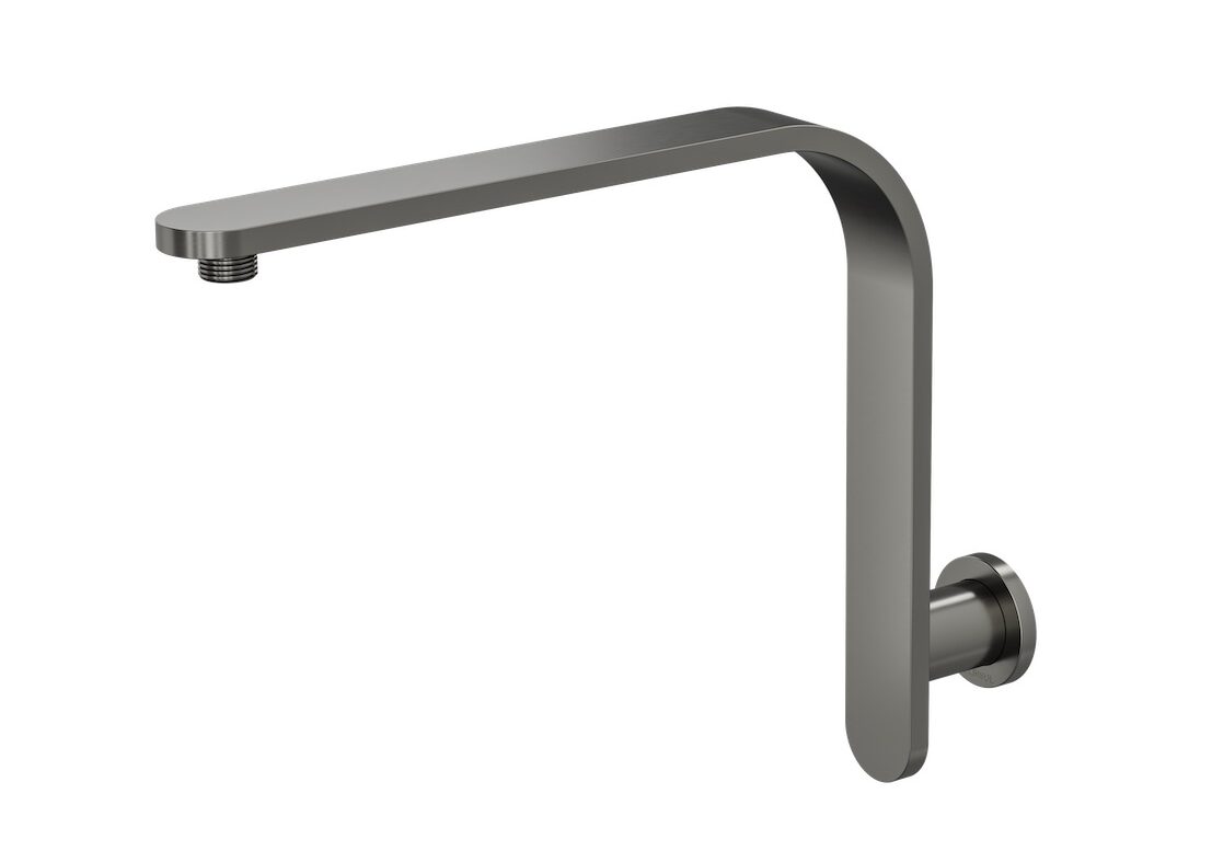 Corsica Flat Upswept Wall Shower Arm - Gunmetal