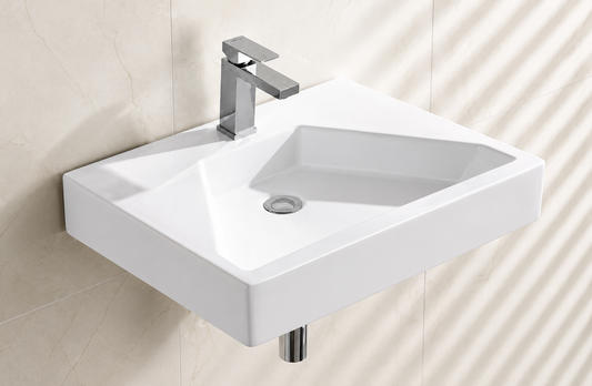 Wall Hung/Above Counter Gloss White Basin 600mm x 450mm x 100mm (No Overflow)