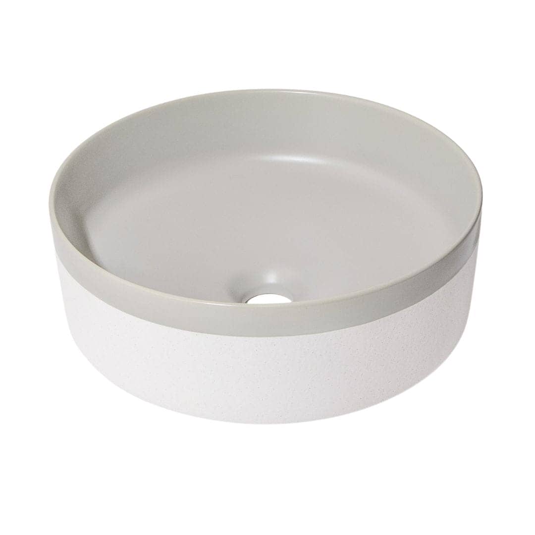 370mm Dark Grey & Matte White Round Ceramic Basin | CP-37-DG