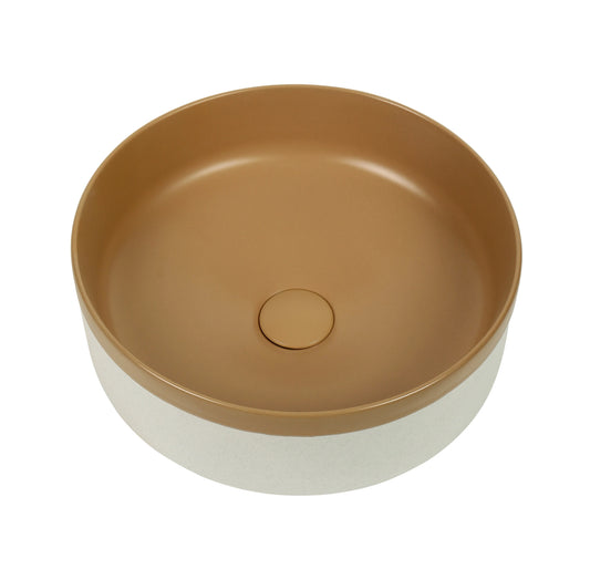 375*375*135mm Color Plus Textured Exterior Finish & Matte Light Brown Interior Finish Above Counter Basin
