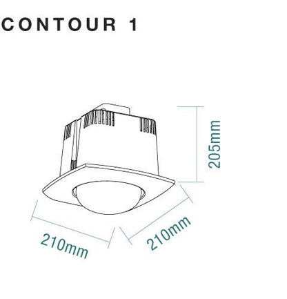 Contour 1 Single Heat Ceiling Bathroom Heater Unit Only - White
