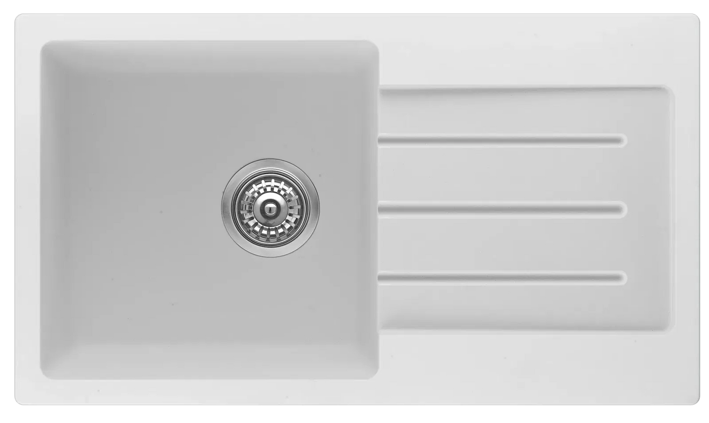 Fomos Sink 770 x 440mm - Single Bowl w/ Drainer - White