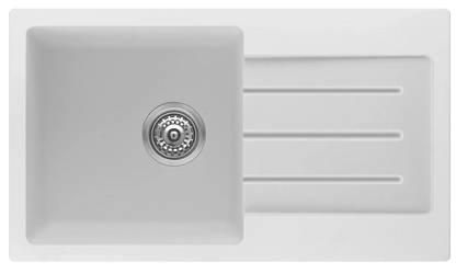 Fomos Sink 770 x 440mm - Single Bowl w/ Drainer - White