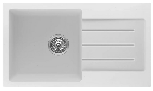 Fomos Sink 770 x 440mm - Single Bowl w/ Drainer - White