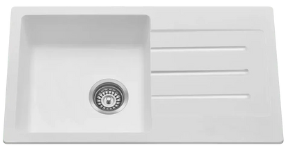 Fomos Sink 770 x 440mm - Single Bowl w/ Drainer - White