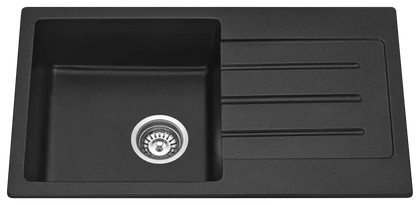 Fomos Sink 770 x 440mm - Single Bowl w/ Drainer - Black