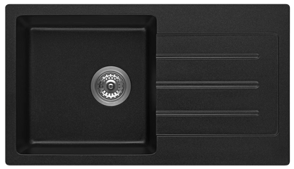 Fomos Sink 770 x 440mm - Single Bowl w/ Drainer - Black