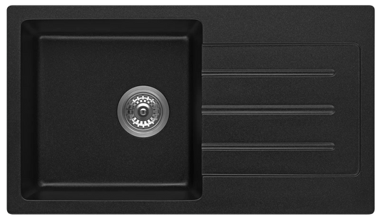 Fomos Sink 770 x 440mm - Single Bowl w/ Drainer - Black