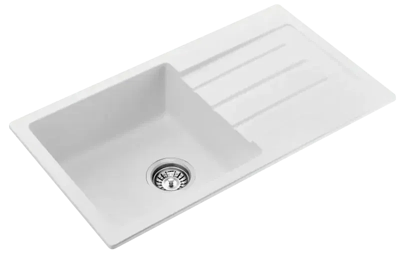 Fomos Sink 770 x 440mm - Single Bowl w/ Drainer - White